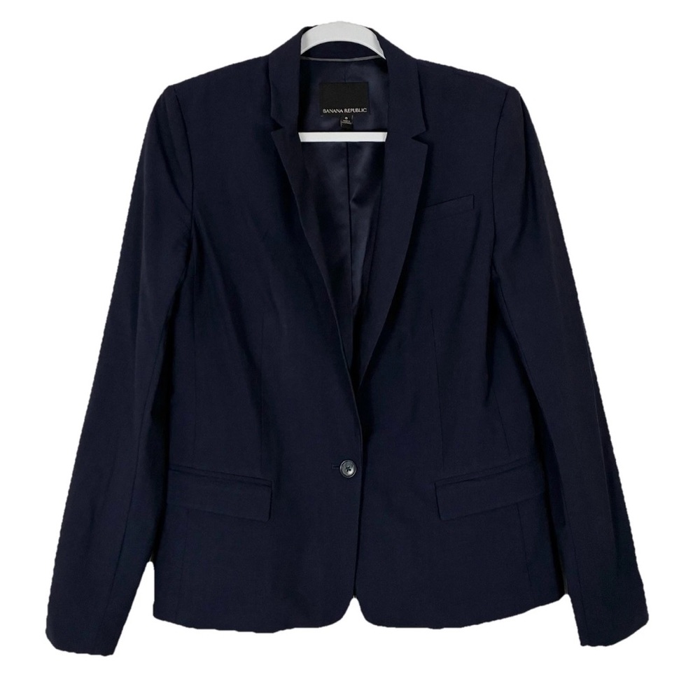 Nwot Banana Republic Navy Wool Blend Blazer Women's Size 8
